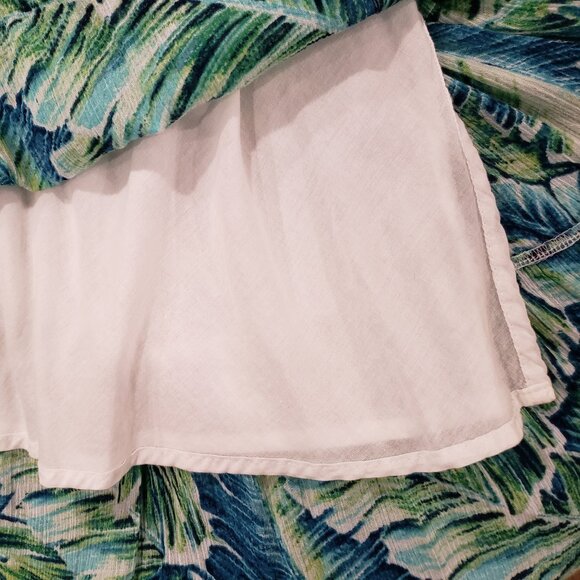 Chaps Petite Palm Print Tiered Cotton Maxi Lined Skirt - Picture 3 of 5